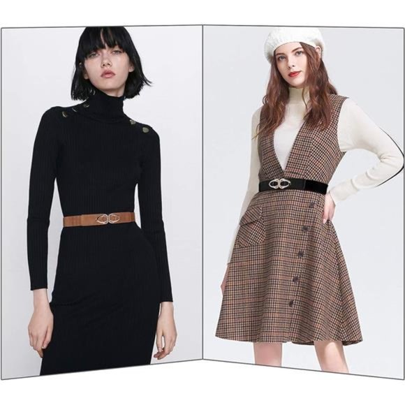 Women Skinny Belt for Dresses Retro Stretch Ladies Waist Belt Plus Size Set of 4 - Picture 4 of 6